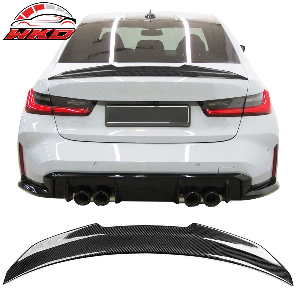 Fits 21-26 BMW G80 M3 PSM Style Rear Trunk Spoiler Wing Real Carbon Fiber