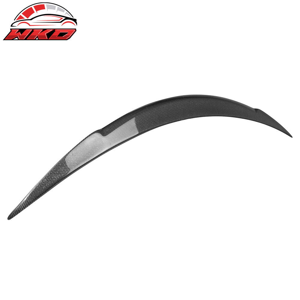 Fits 12-25 Tesla Model S V Style Rear Trunk Spoiler Wing Lip Carbon Fiber Trim