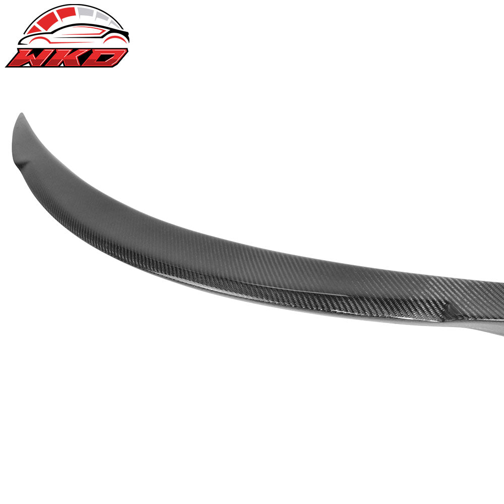 Fits 12-25 Tesla Model S V Style Rear Trunk Spoiler Wing Lip Carbon Fiber Trim