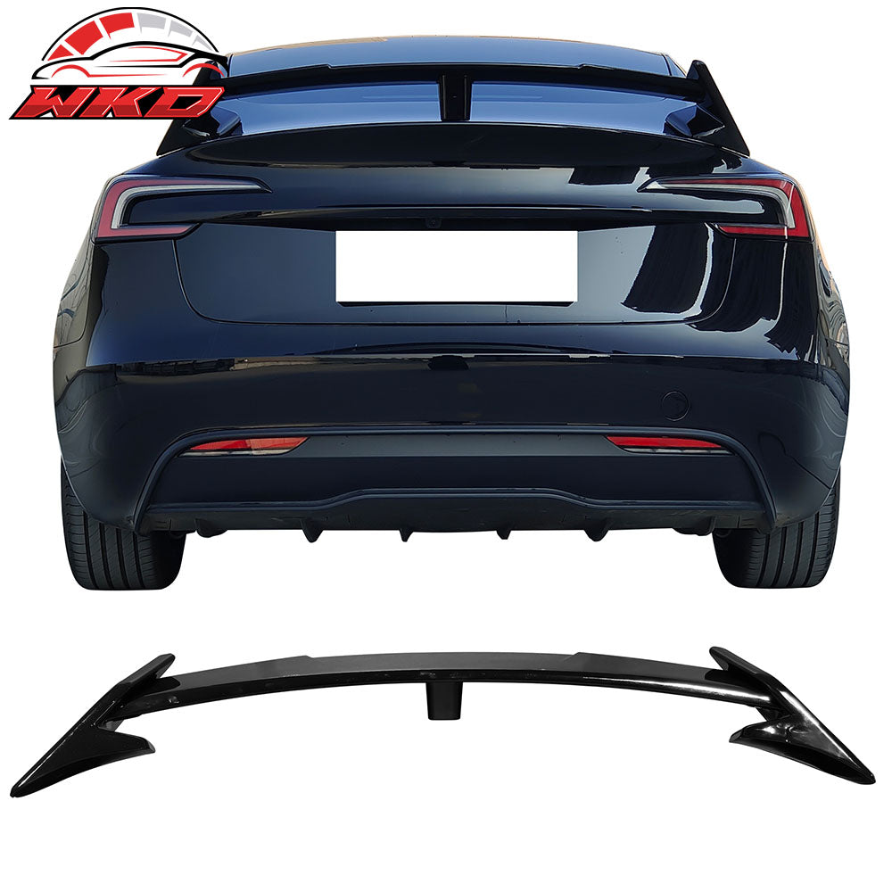 Fits 17-25 Tesla Model 3 GT Style Rear Trunk Spoiler Wing Lip Gloss Black ABS