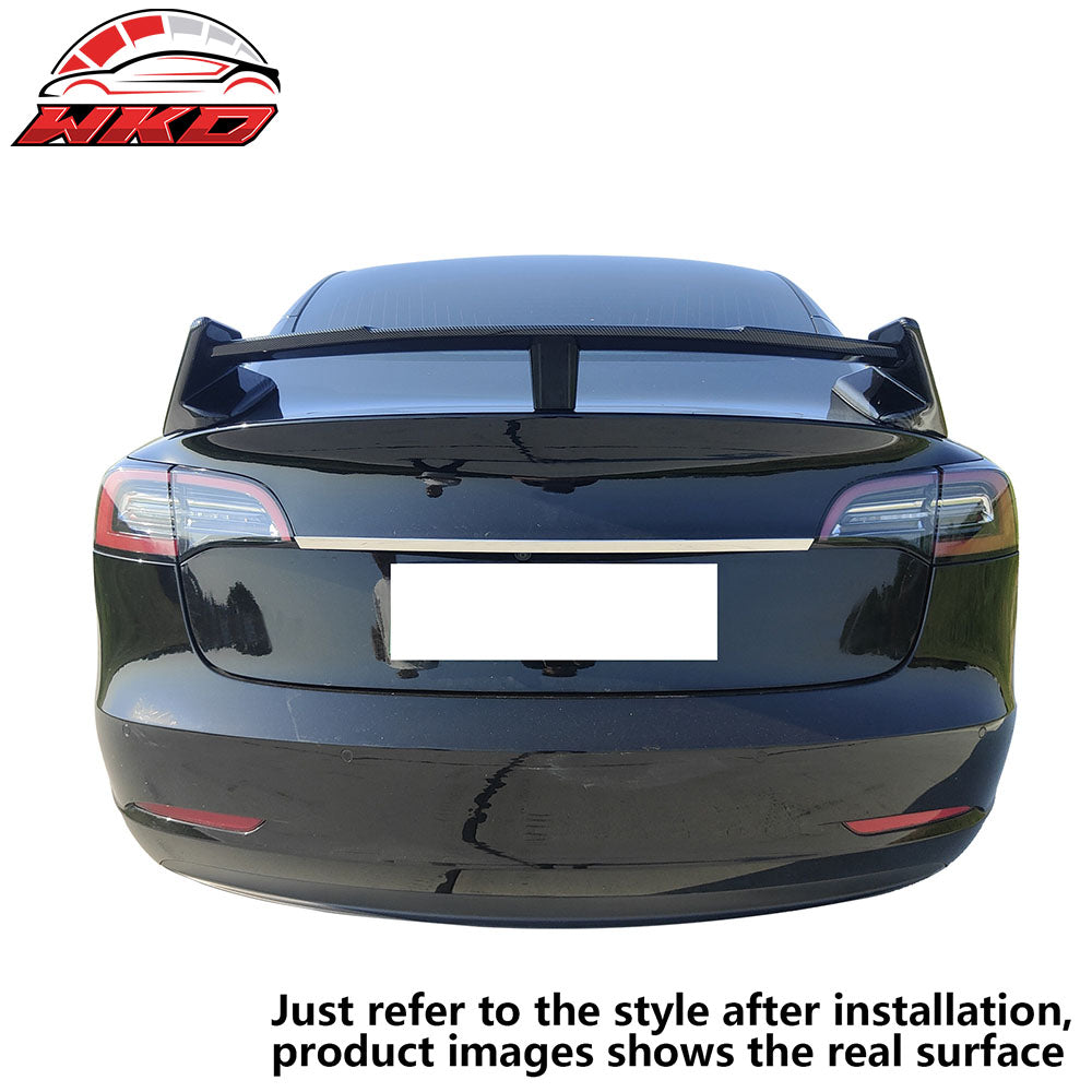 Fits 17-25 Tesla Model 3 GT Style Rear Trunk Spoiler Wing Lip Gloss Black ABS