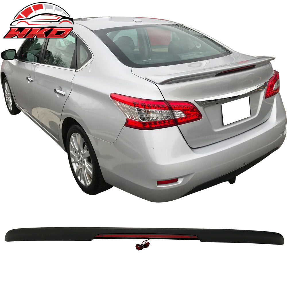 Fits 13-19 Nissan Sentra Rear Trunk Spoiler Wing Lip ABS & LED Light Matte Black