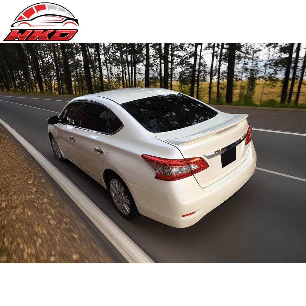 Fits 13-19 Nissan Sentra Rear Trunk Spoiler Wing Lip ABS & LED Light Matte Black