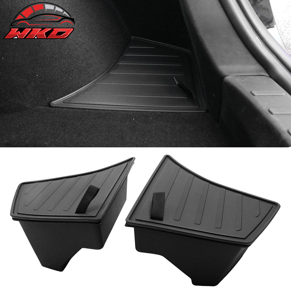 Fits 24-25 Tesla Model 3 Highland 4PCS TPE Rear Trunk Side Storage Bin Box W/Lid
