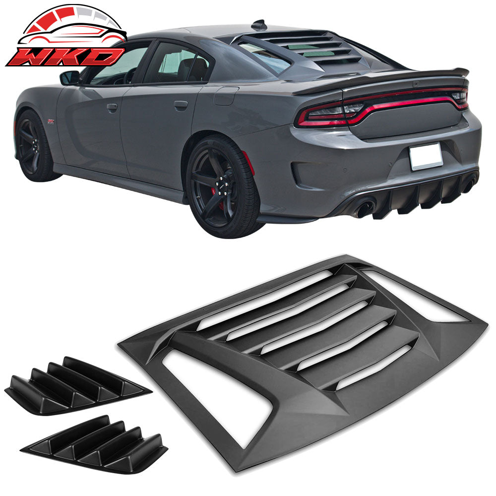 Fits 11-23 Dodge Charger V2 Rear Window Louver + V1 Side Window Louvers Scoop PP