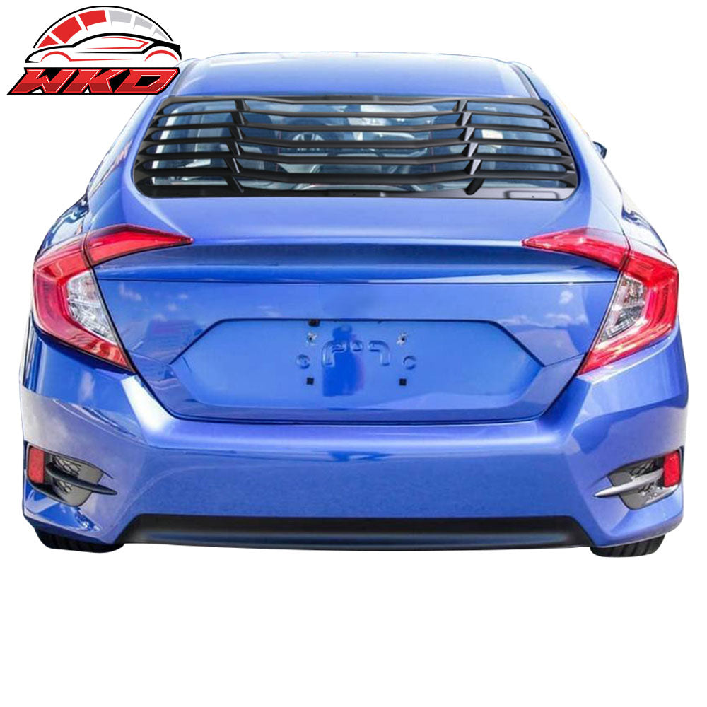 Fits 16-21 Honda Civic Sedan IKON Style Rear Window Louver w/ Side Quarter Scoop
