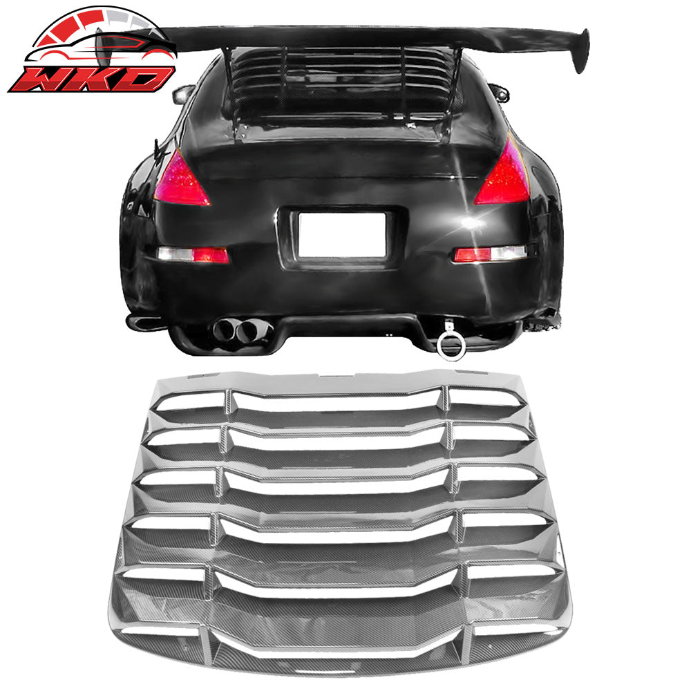 Fits 03-08 Nissan 350Z Carbon Fiber Print Rear Window Louvers IKON Style