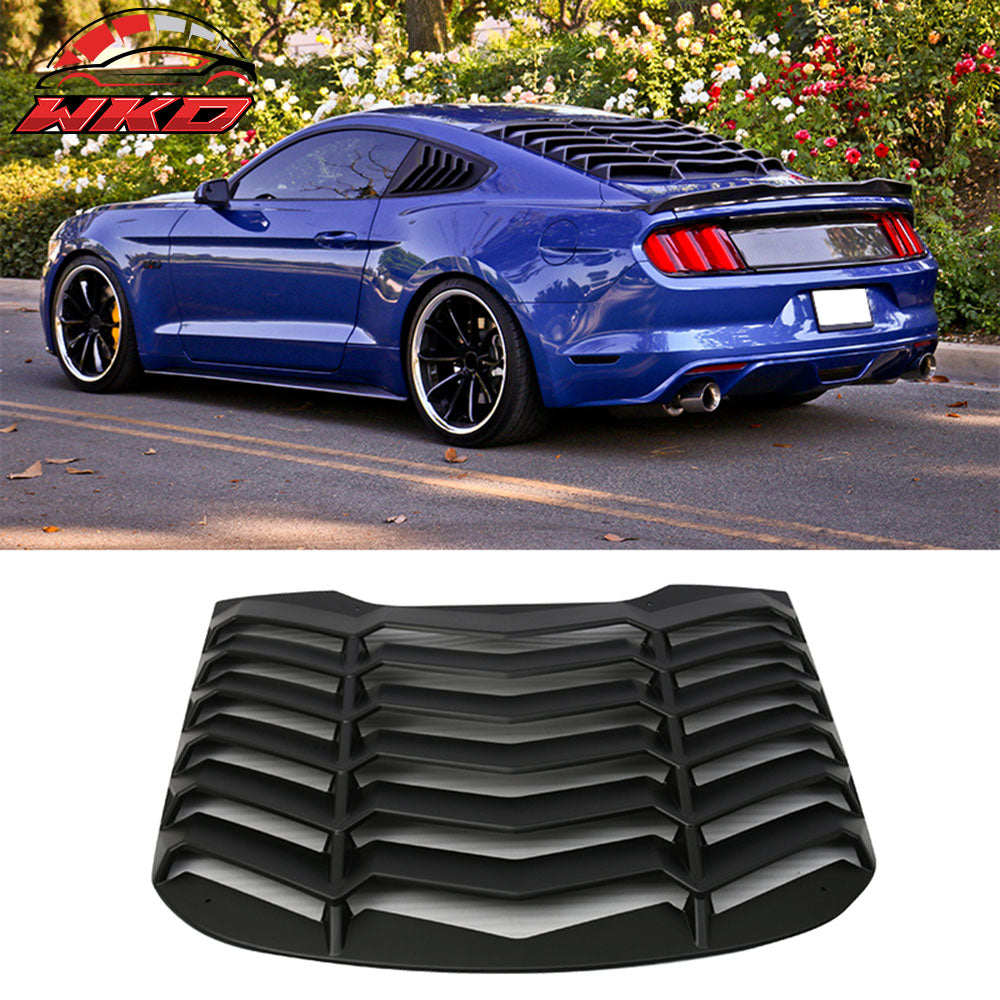 Fits 15-24 Ford Mustang Coupe IKON Style Rear Window Louver Sun Shade Cover ABS
