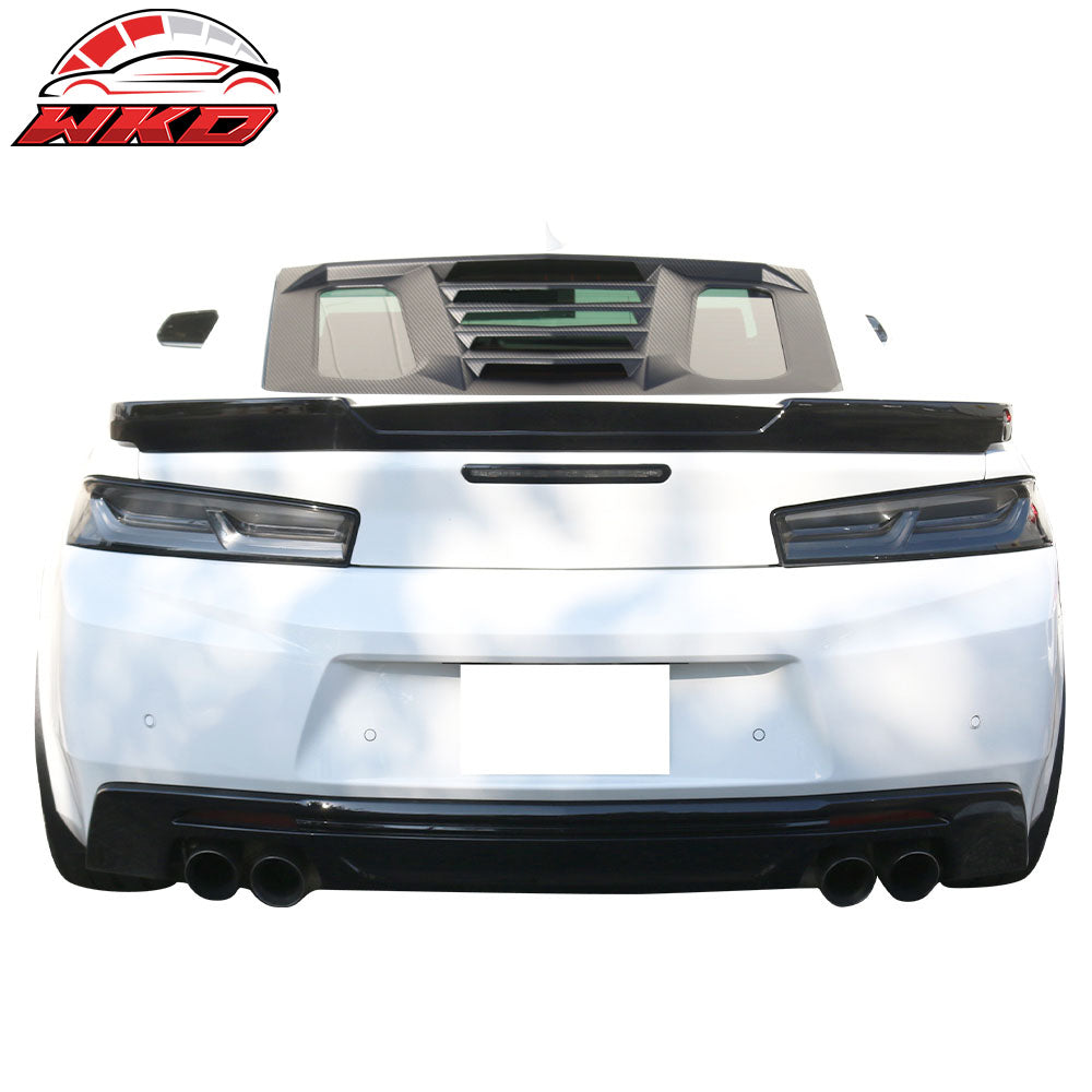 Fits 16-24 Chevy Camaro V2 Rear Window Louver Sun Shade Vent Carbon Fiber Print