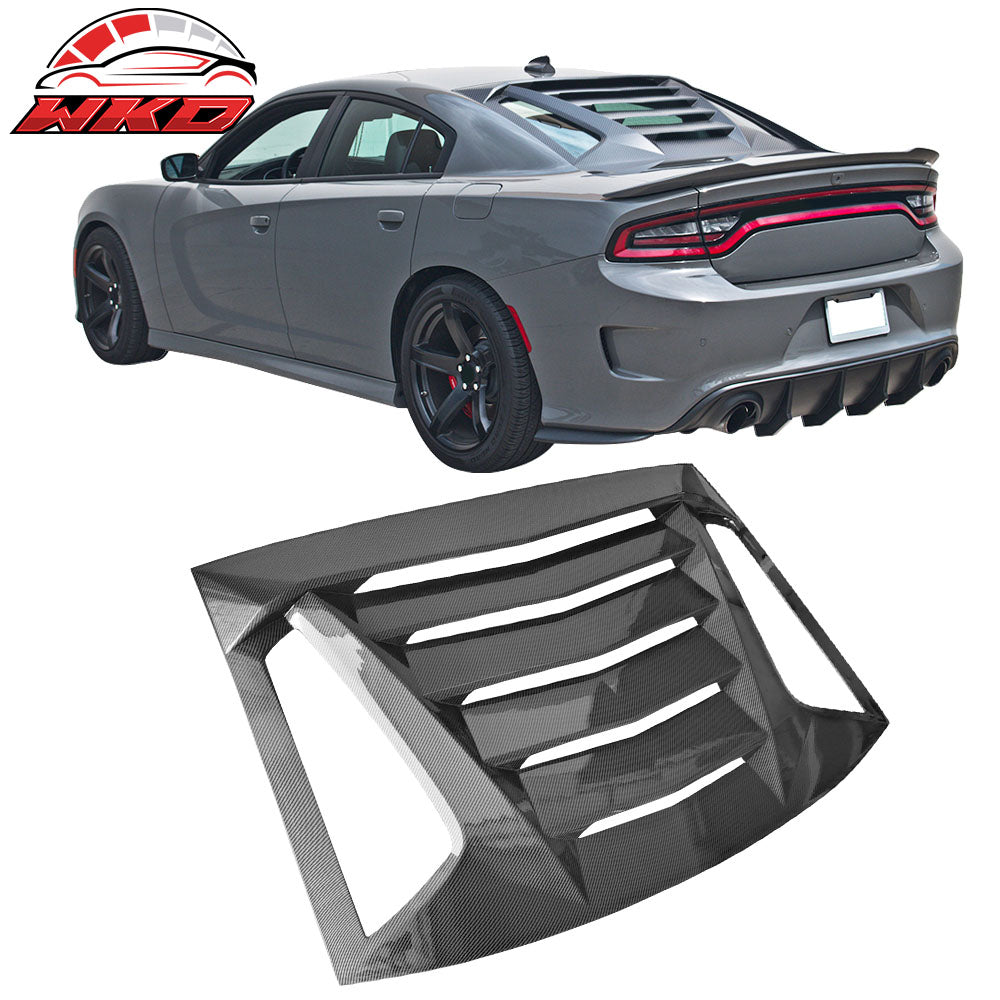Fits 11-23 Dodge Charger Carbon Fiber Print Window Louver Rear Sun Shade Cover