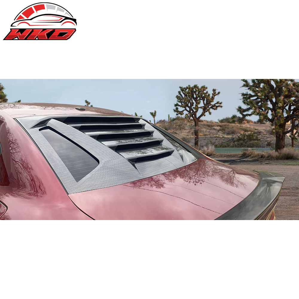 Fits 11-23 Dodge Charger Carbon Fiber Print Window Louver Rear Sun Shade Cover