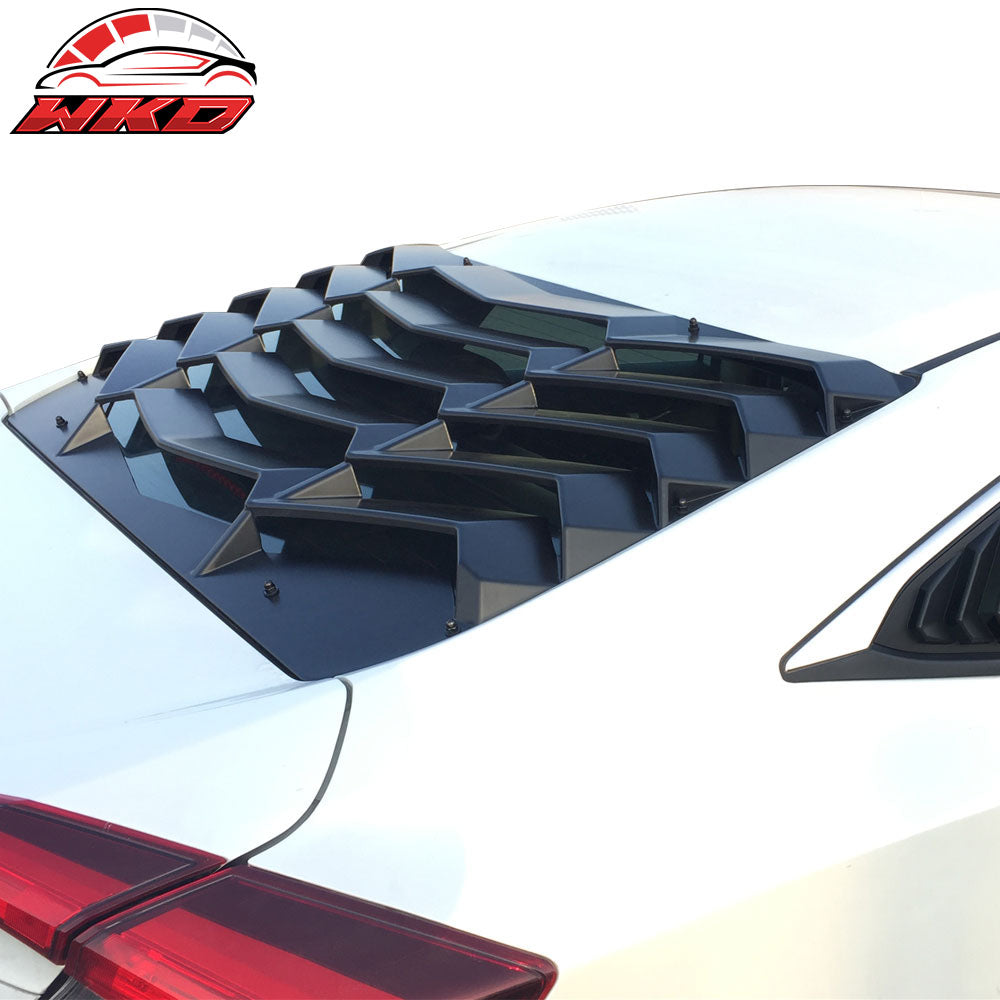 Fits 16-21 Honda Civic Sedan Rear Window Louvers Cover Sun Shade ABS Deflector