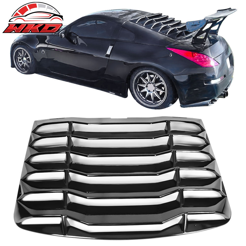 Fits 03-08 Nissan 350Z IKON Style Rear Window Louver Sun Shade ABS Gloss Black