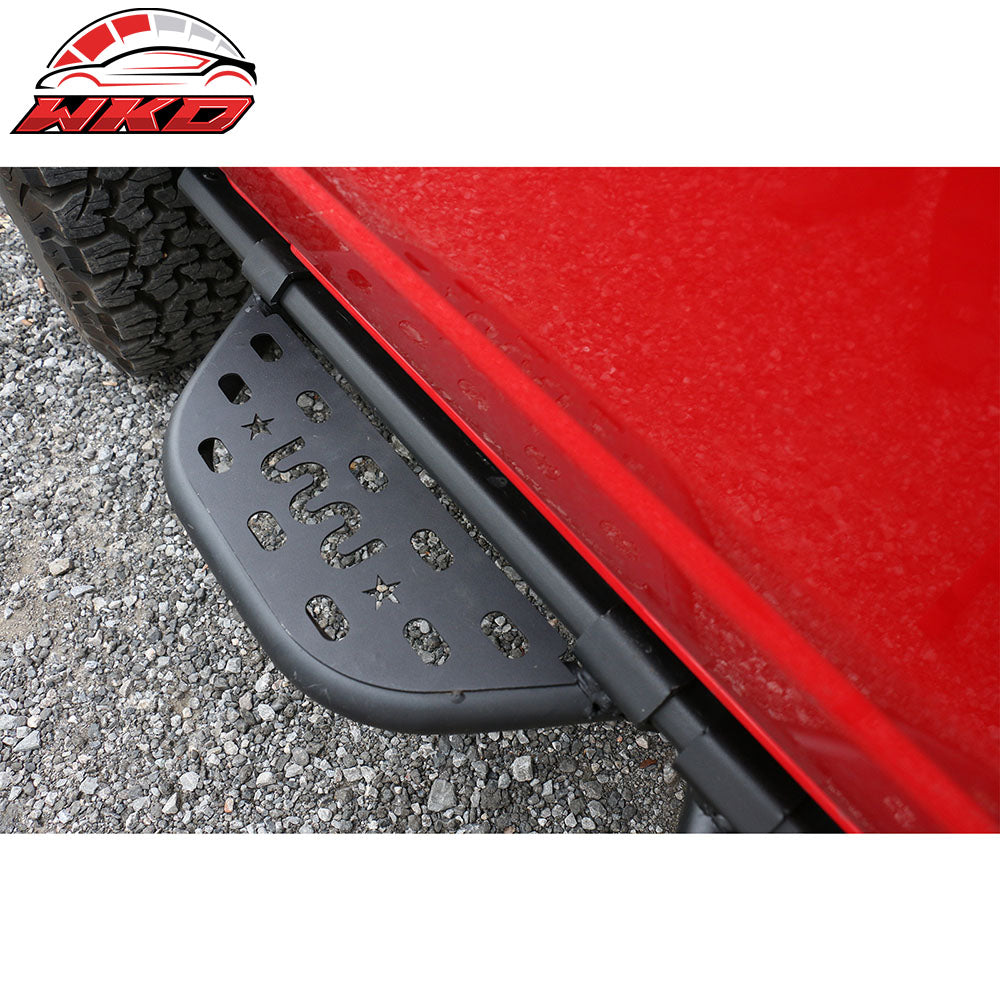 Fits 21-25 Ford Bronco 2/4 Door Rock Rail Side Steps Tungsten Steel Black Pair