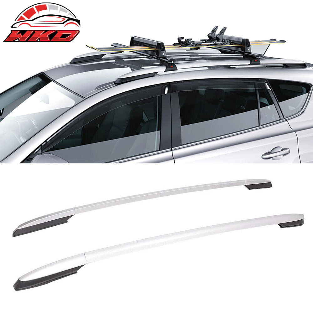 Fits 13-18 Toyota RAV4 Aluminum Silver Roof Rack Side Rails Bar OE Style 2PC