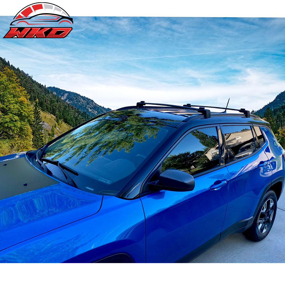 Fits 17-25 Jeep Compass Factory Style Top Roof Rack Cross Bar Pair Black