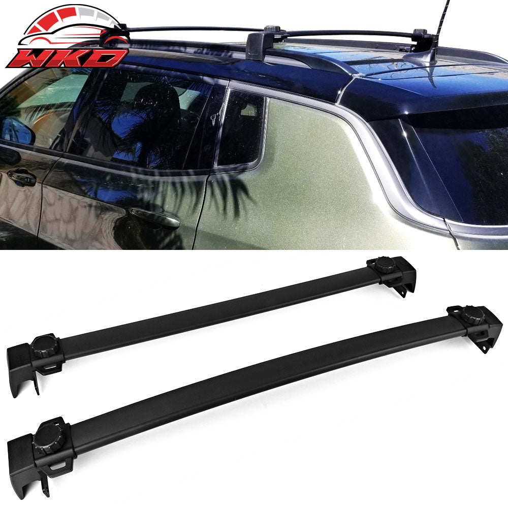 Fits 17-25 Jeep Compass Factory Style Top Roof Rack Cross Bar Pair Black