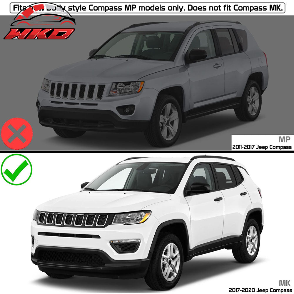 Fits 17-25 Jeep Compass Factory Style Top Roof Rack Cross Bar Pair Black