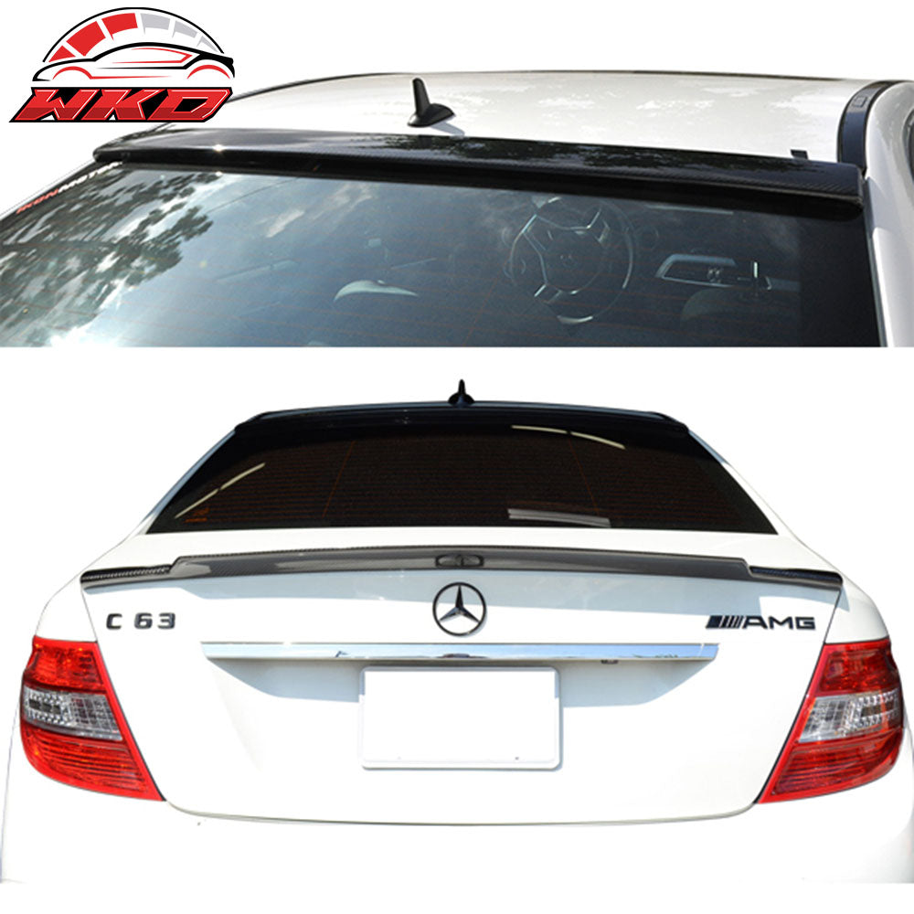 Fits 08-14 Benz C-Class W204 Sedan OE Roof+V Style Trunk Spoiler Carbon Fiber CF