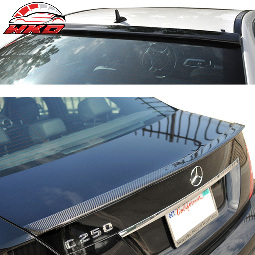 Fits 08-14 Benz C-Class W204 Sedan OE Roof + AMG Trunk Spoiler Carbon Fiber CF