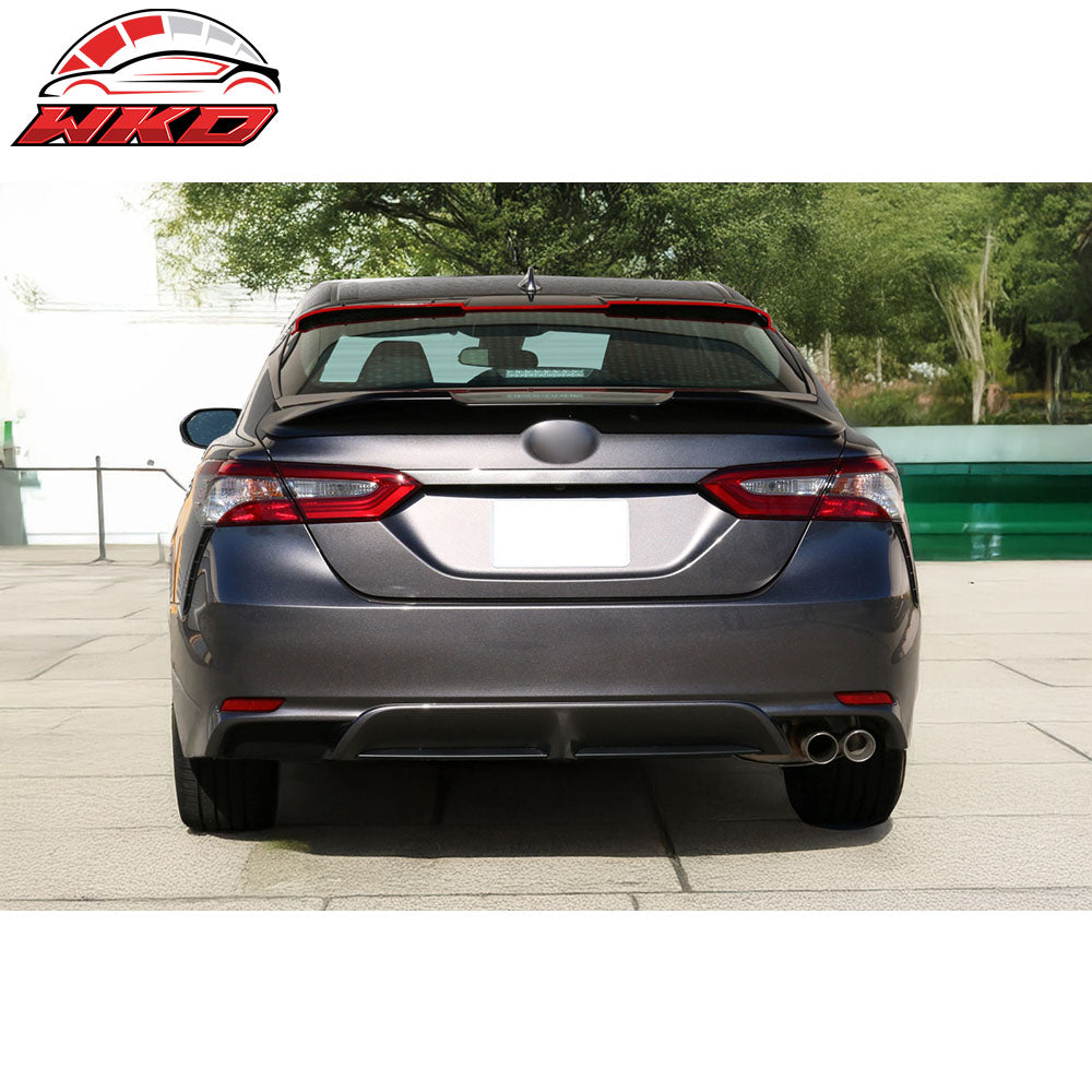 Fits 18-26 Toyota Camry V2 Roof Spoiler Rear Window Wing Gloss Black w/ Red Edge