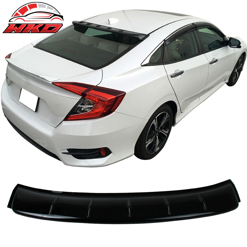 Fits 16-21 Honda Civic Sedan 4Dr Rear Roof Window Spoiler Wing Transparent Smoke