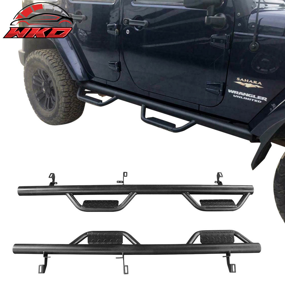 Fits 07-18 Jeep Wrangler JK 4Dr 2PCS Side Step Armor Nerf Bars Running Boards