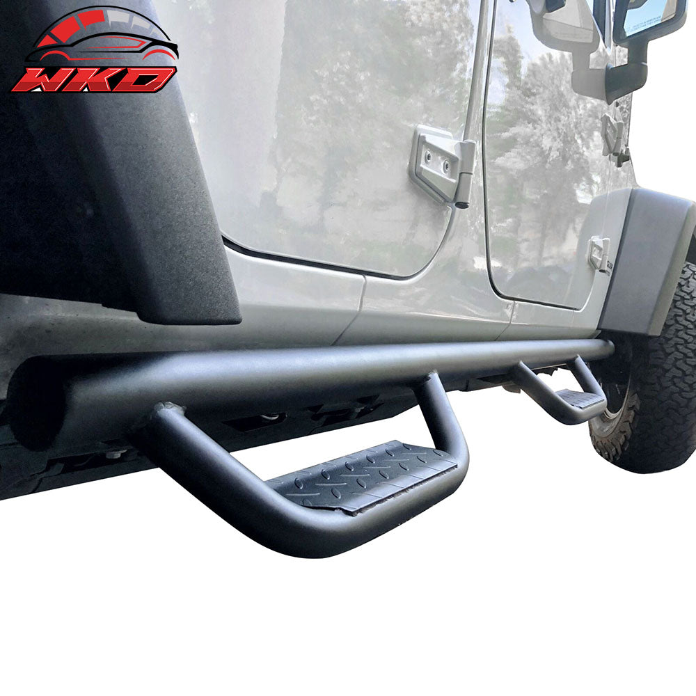 Fits 07-18 Jeep Wrangler JK 4Dr 2PCS Side Step Armor Nerf Bars Running Boards