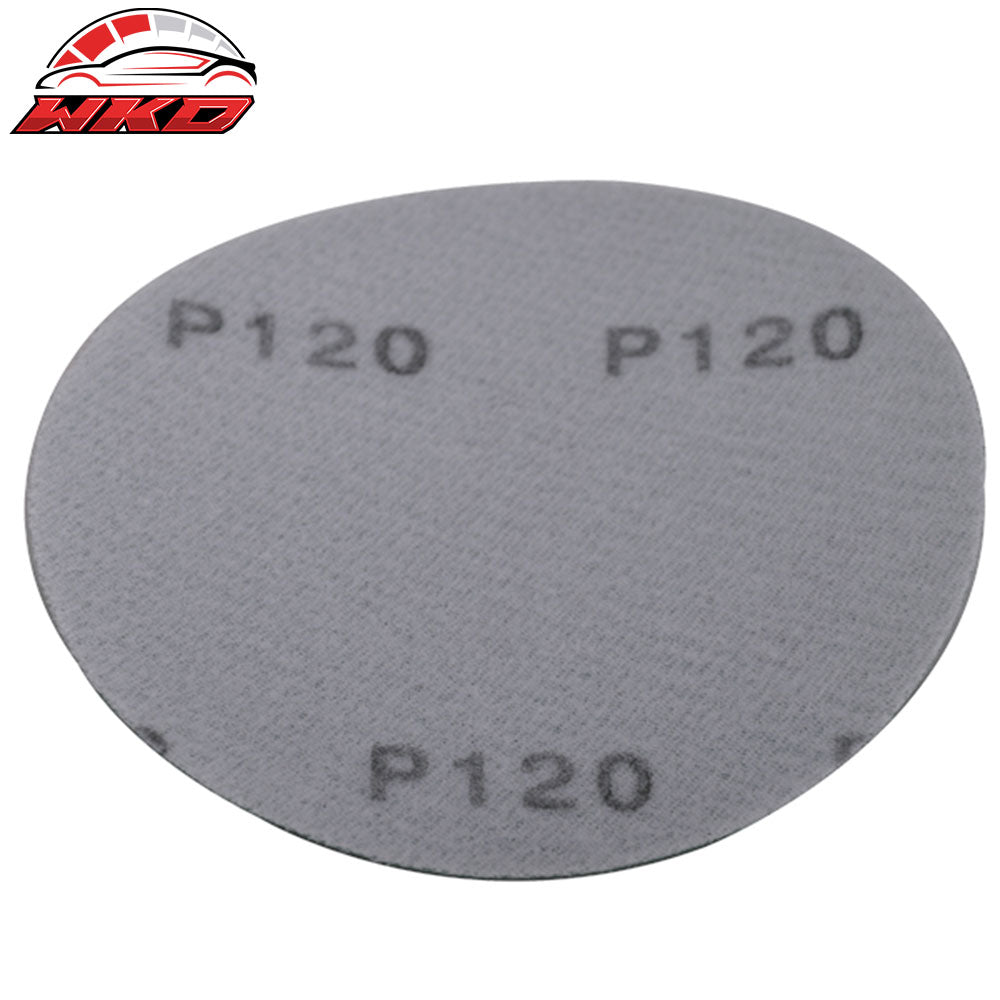 Wet Dry 5 Inch No Hole Sand Paper Disc 120 Grit Auto Repair Sandpaper 100 PC