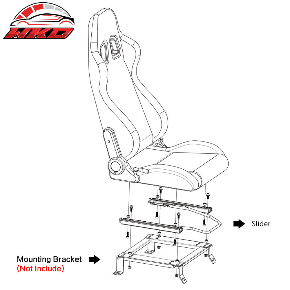 Universal 14 Inch Dual Locking Racing Seat Adjustable Slider Steel Rail Track