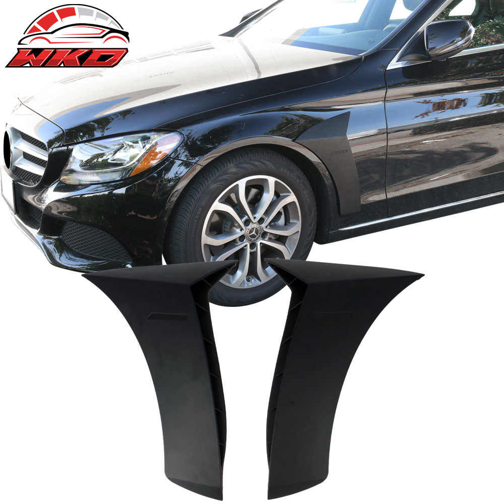 Fits 15-18 Benz W205 C-Class Sedan 2PCS Side Fender Air Vents ABS Matte Black