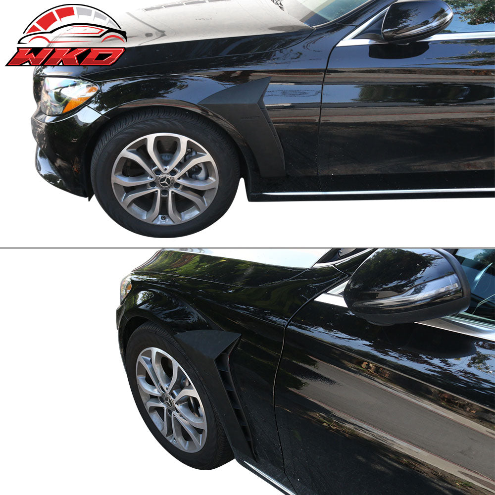 Fits 15-18 Benz W205 C-Class Sedan 2PCS Side Fender Air Vents ABS Matte Black