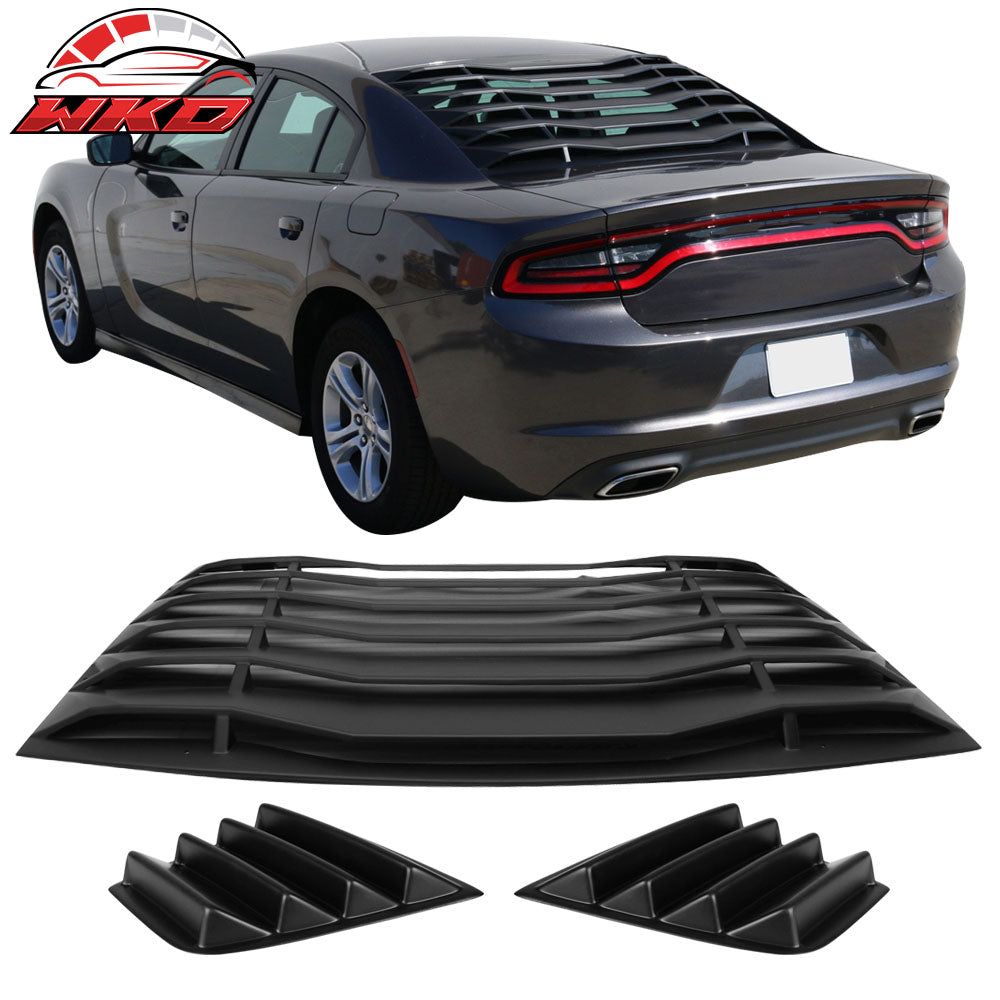 Fits 11-23 Dodge Charger V1 Style Side Quarter Matte Black + Rear Window Louver