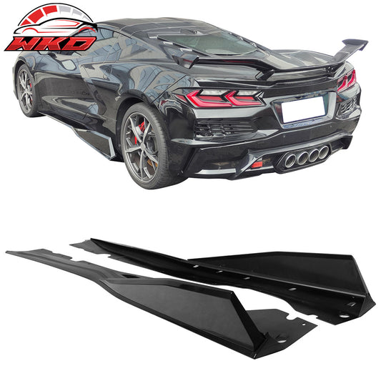 20-25 Chevy Corvette C8 IKON V1 B Style Gloss Black Side Skirt Extension PP | Wholesale