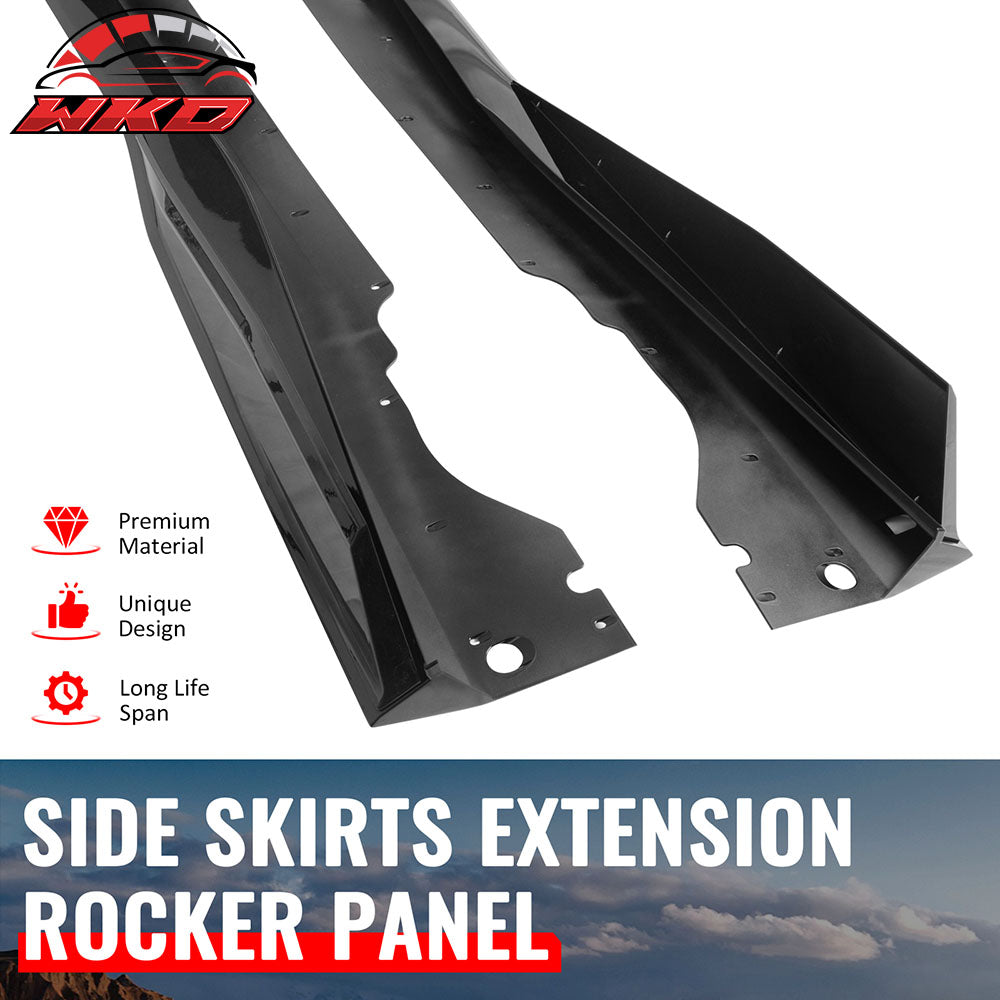 Fits 20-25 Chevy Corvette C8 IKON V1 B Style Gloss Black Side Skirt Extension PP