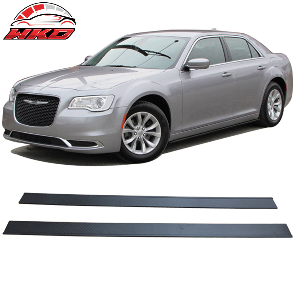 Fit 13-16 Chrysler 300 Carbon Fiber Texture V1 Style 2PC Side Skirt Extension PP