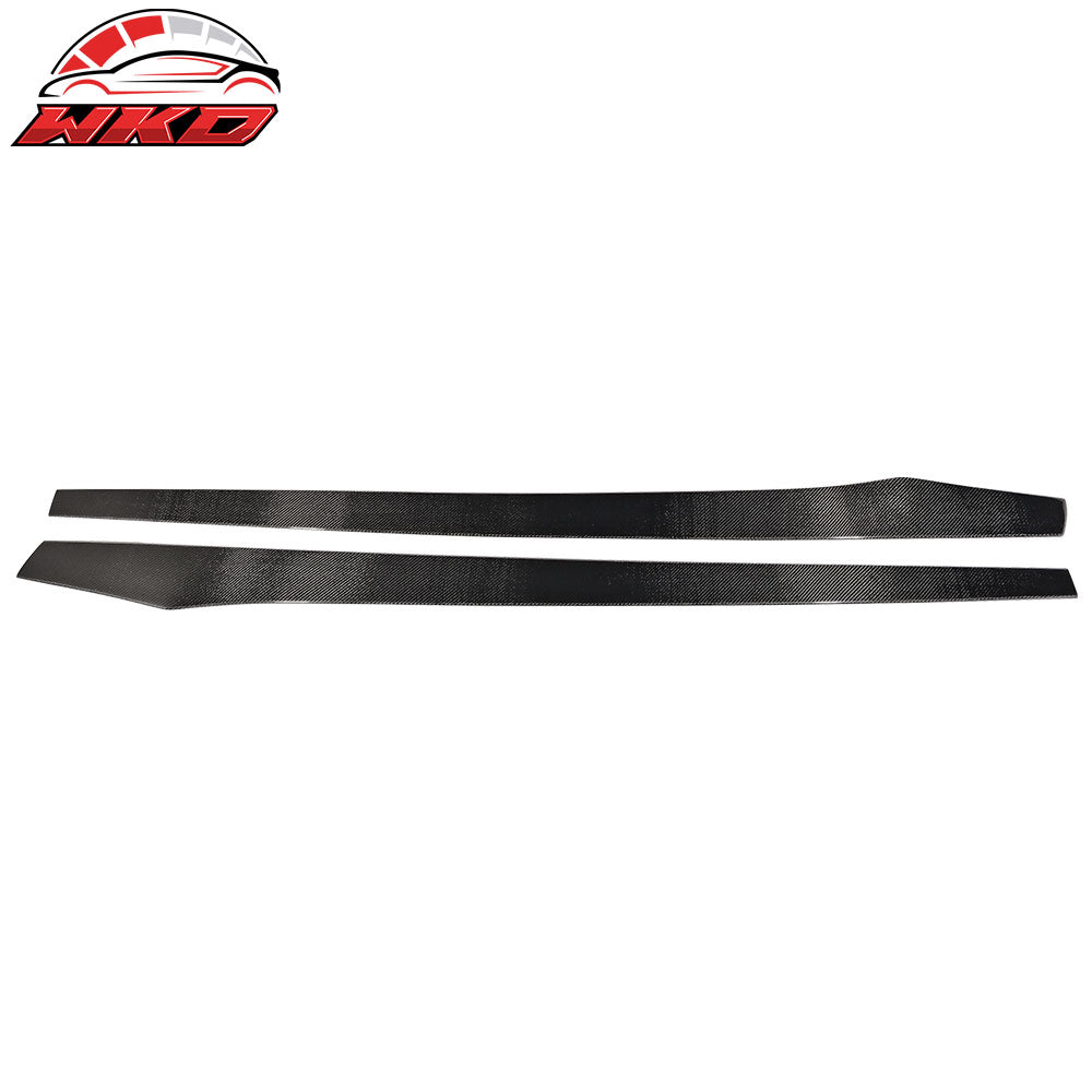 Fits 18-21 Kia Stinger Side Skirt Extension Flat Bottom Line Lip Carbon CF Pair