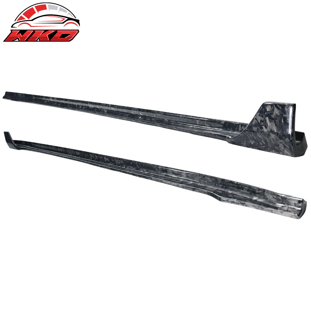 Fits 17-23 Tesla Model 3 V Side Skirt Extension Rocker Panel Forged Carbon Fiber