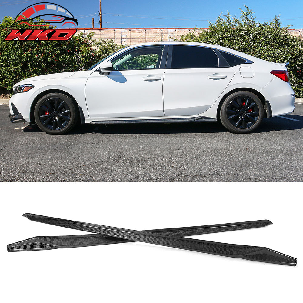 Fits 22-26 Honda Civic HPD Style Carbon Fiber Side Skirts Extensions Panel