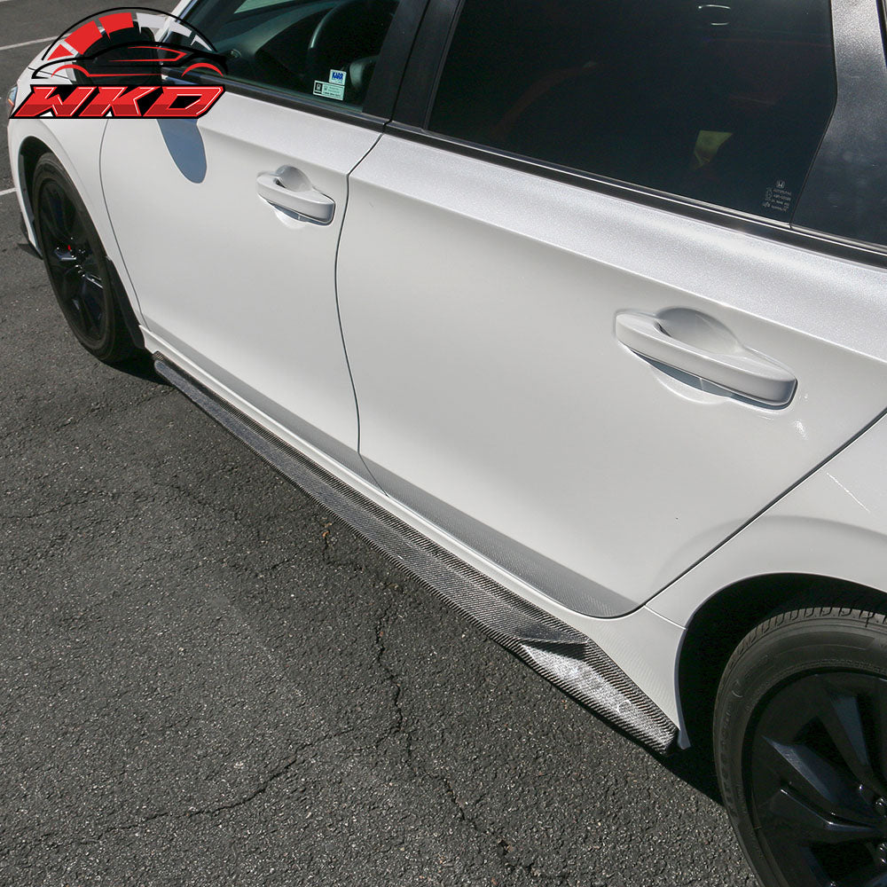 Fits 22-26 Honda Civic HPD Style Carbon Fiber Side Skirts Extensions Panel