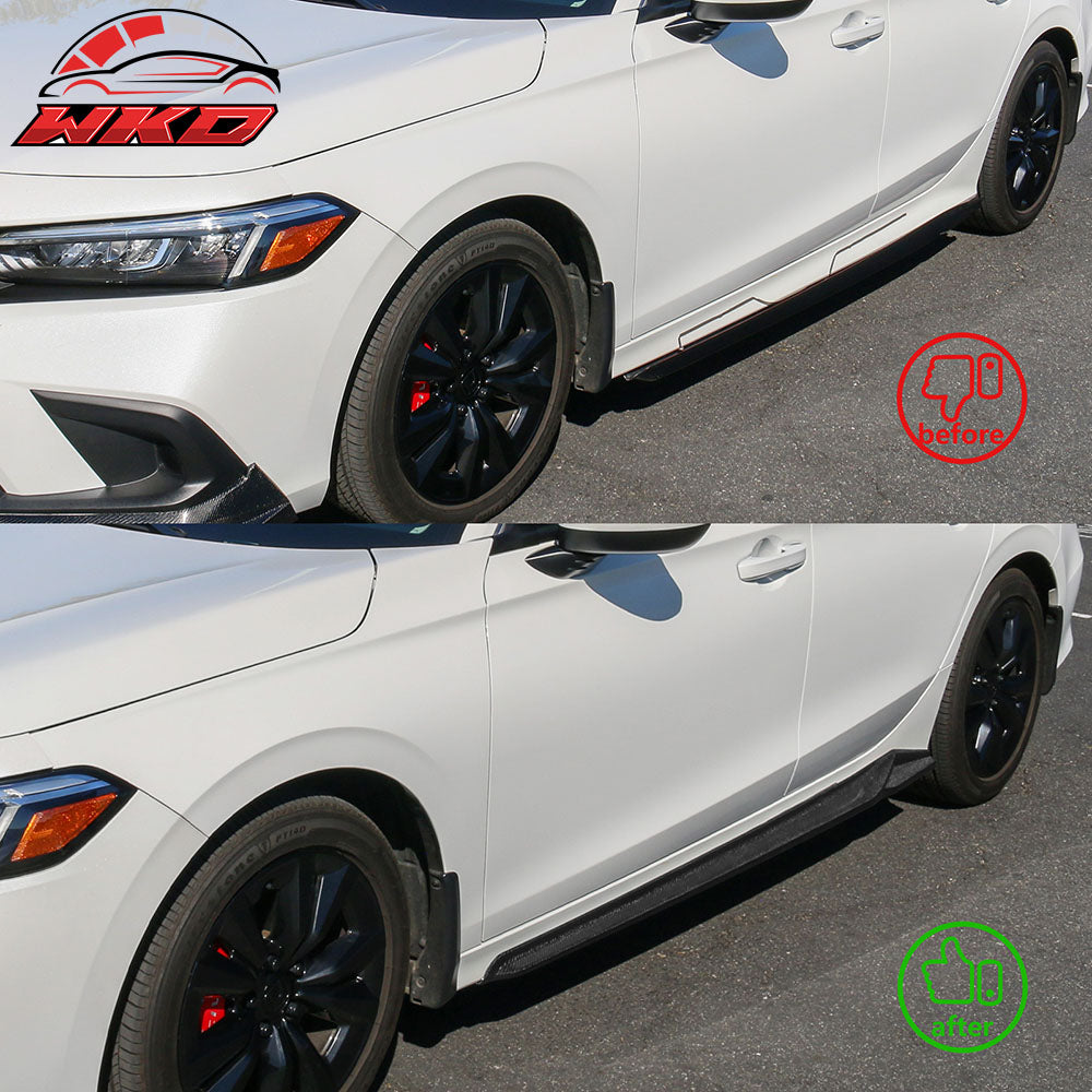 Fits 22-26 Honda Civic HPD Style Carbon Fiber Side Skirts Extensions Panel