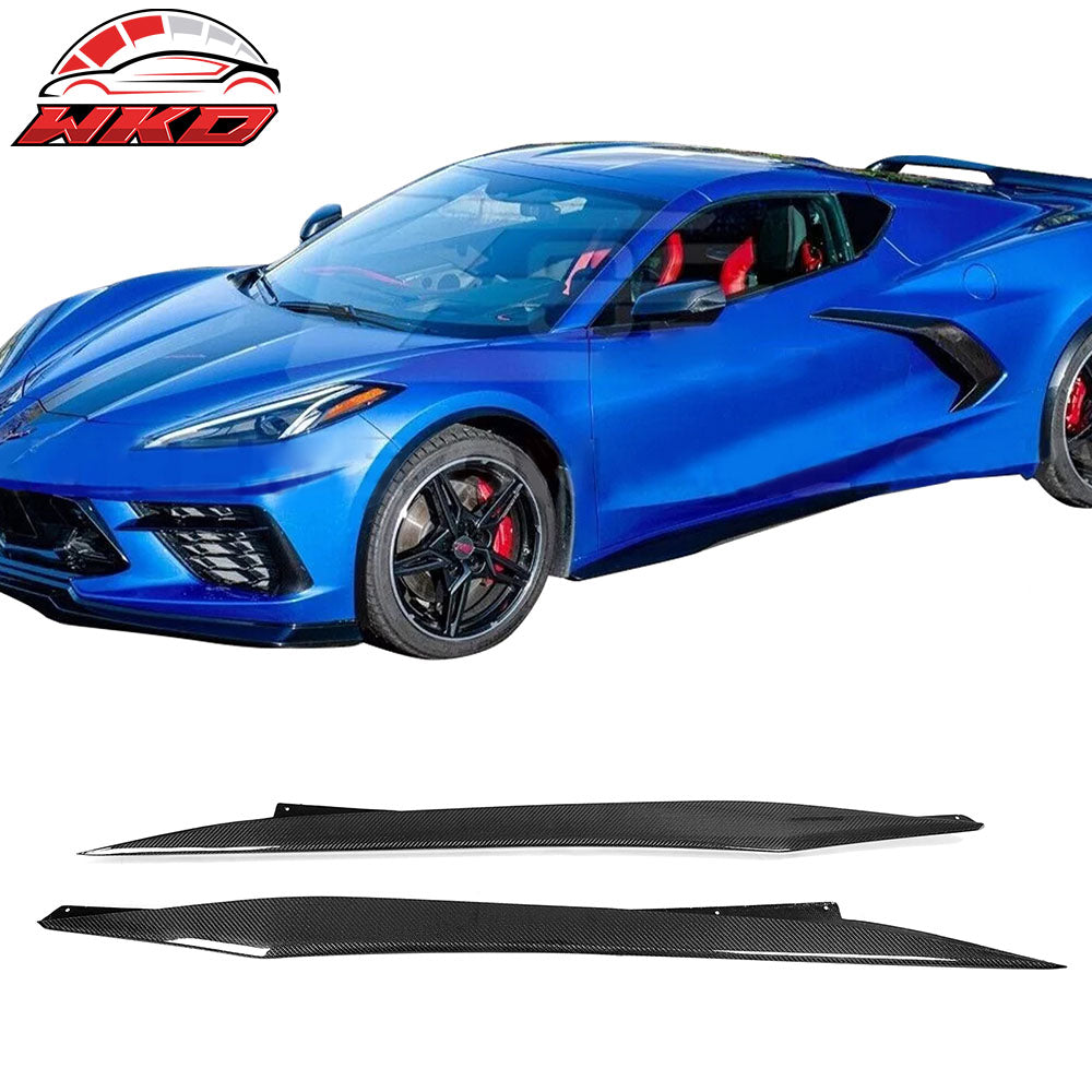 Fits 20-25 Chevy Corvette C8 Stingray/Z51 Side Skirts Carbon Fiber Rocker Panel