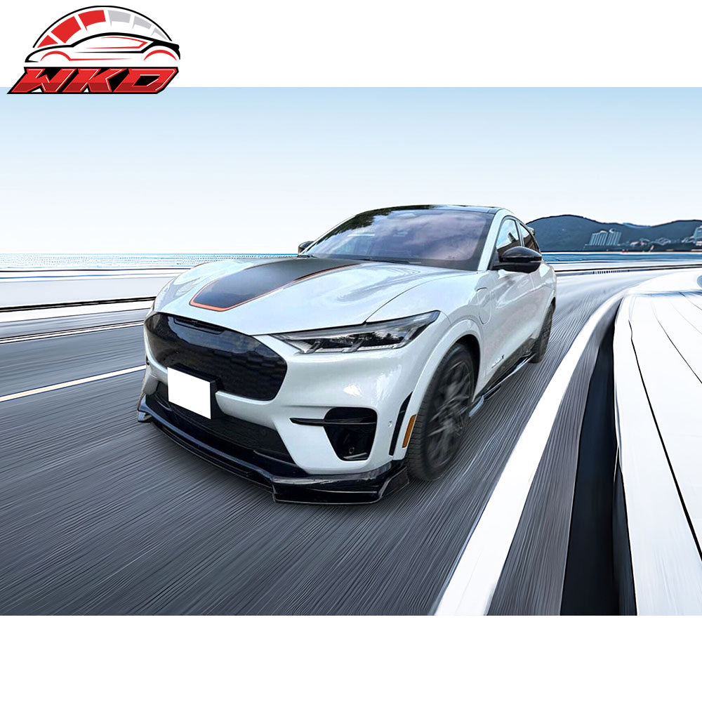 Fits 21-24 Ford Mustang Mach-E Gloss Black Side Skirts Extension Rocker Panel PP