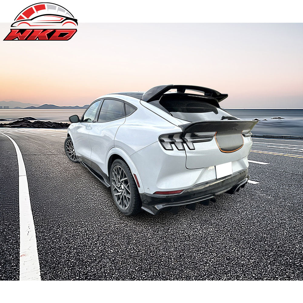 Fits 21-24 Ford Mustang Mach-E Gloss Black Side Skirts Extension Rocker Panel PP