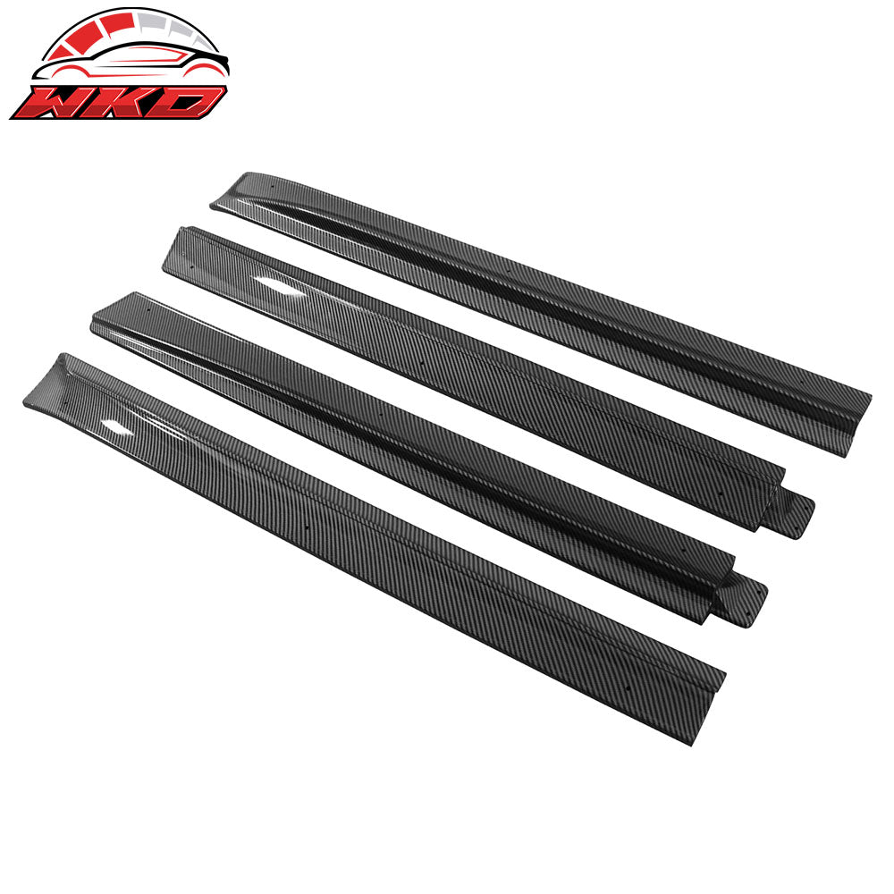 Fits 20-24 Tesla Model Y Carbon Fiber Print Side Skirts Extension Splitter ABS