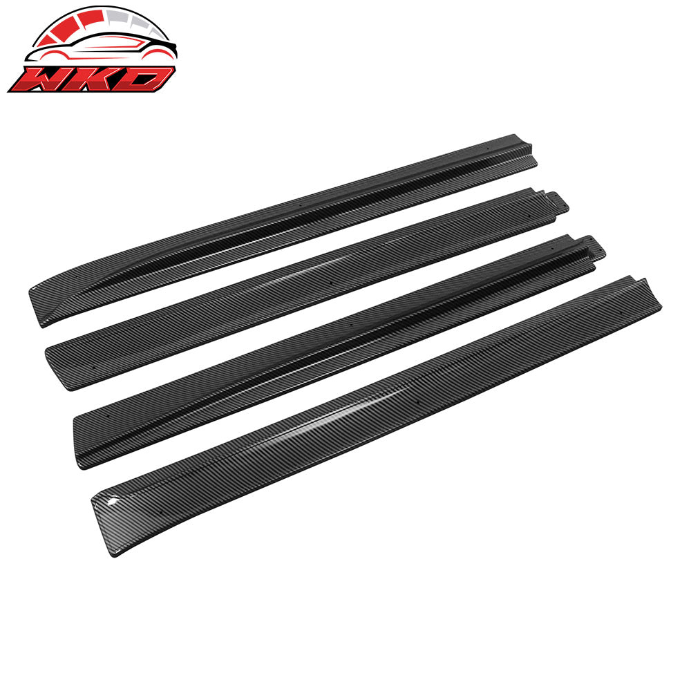 Fits 20-24 Tesla Model Y Carbon Fiber Print Side Skirts Extension Splitter ABS