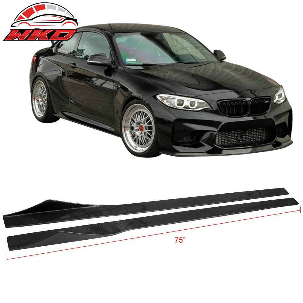 Universal 75 Inches 2PCS Side Skirts Extension Splitter Lip Carbon Fiber CF