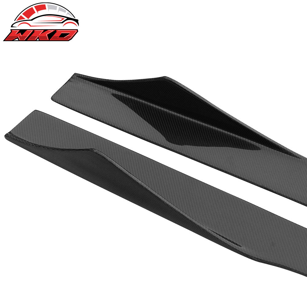Fits 10-14 Ford Mustang 75" 2PCS Side Skirts Extension Splitter Carbon Fiber CF