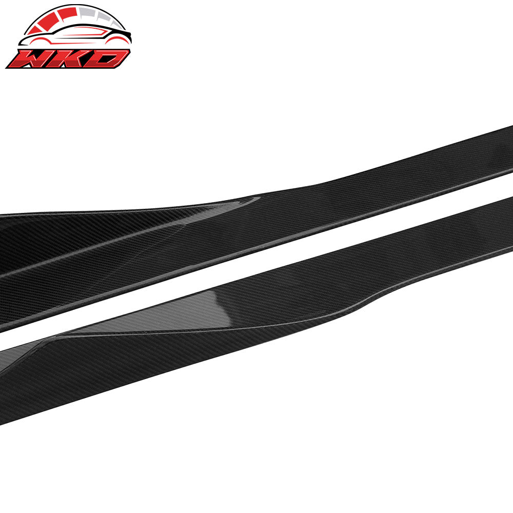 Fits 10-14 Ford Mustang 75" 2PCS Side Skirts Extension Splitter Carbon Fiber CF