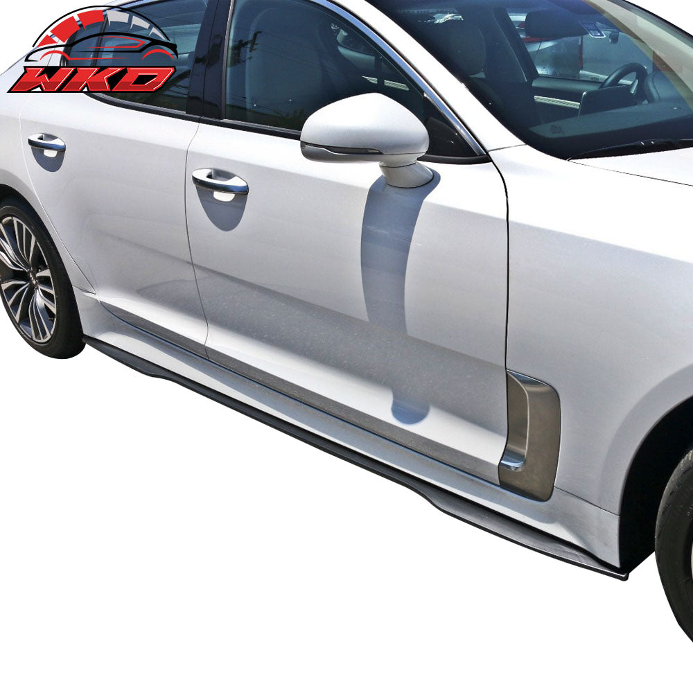 Fit 18-21 Kia Stinger Ikon Style Side Skirts Extension Unpainted Black ABS